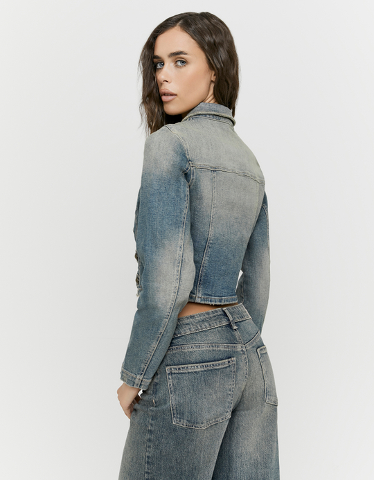 TALLY WEiJL, Blue Cropped Denim Jacket for Women