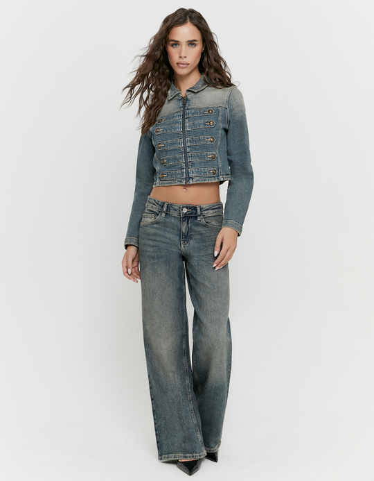 TALLY WEiJL, Blue Cropped Denim Jacket for Women