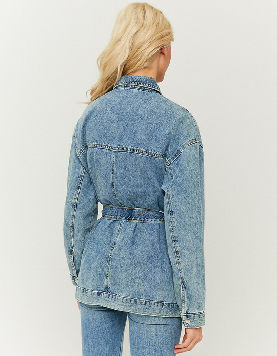 TALLY WEiJL, Blaue Denim-Jacke mit Gürtel for Women