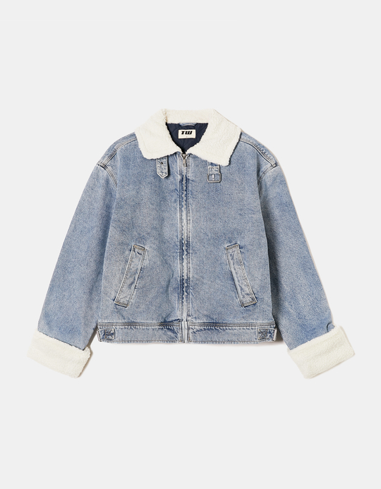 TALLY WEiJL, Giacca di Jeans con Dettagli in Montone Sintetico for Women