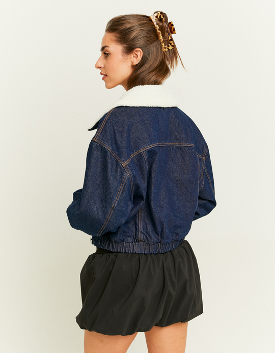 TALLY WEiJL, Veste en Jean Brut avec Col en Fausse Fourrure for Women
