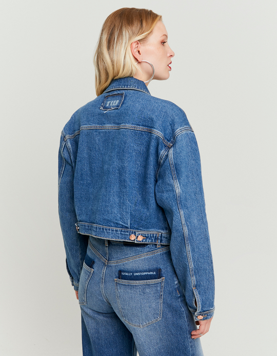 TALLY WEiJL, Blue Denim Jacket with Detachable Buttons for Women