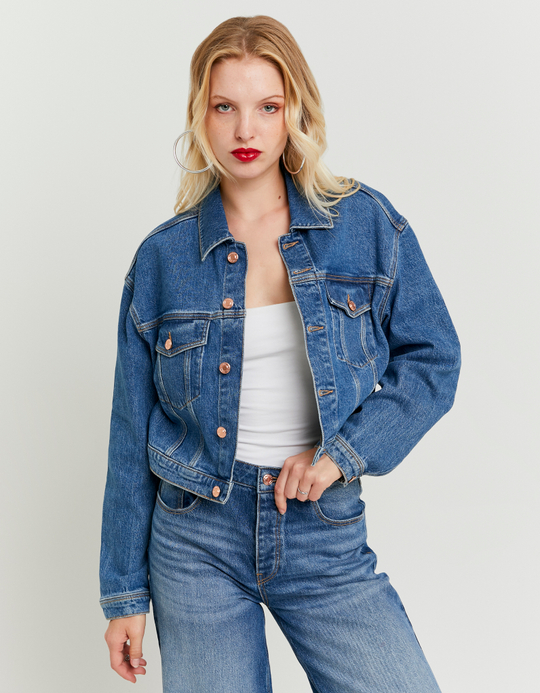 TALLY WEiJL, Blue Denim Jacket with Detachable Buttons for Women