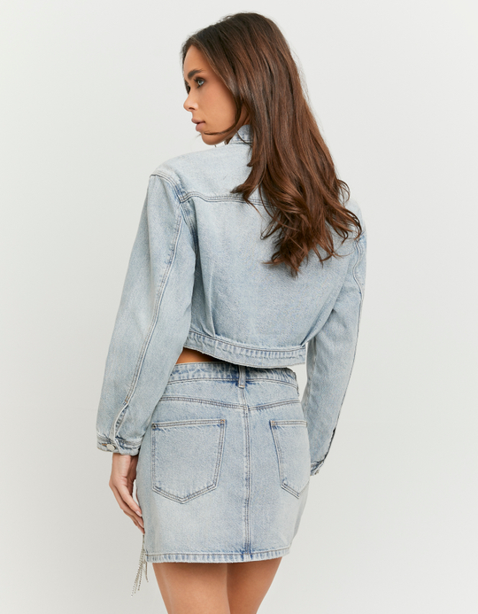 TALLY WEiJL, Light Blue Denim Jacket with Rhinestones for Women