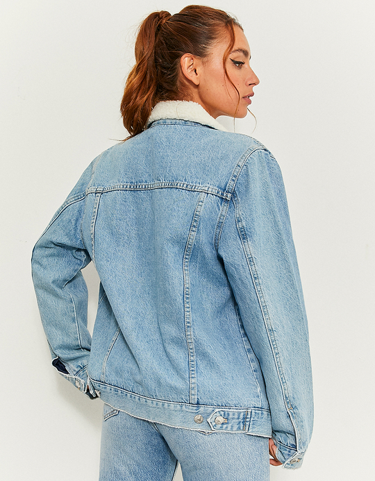 TALLY WEiJL, Blaue Jeansjacke mit Teddy-Fell gefüttert for Women