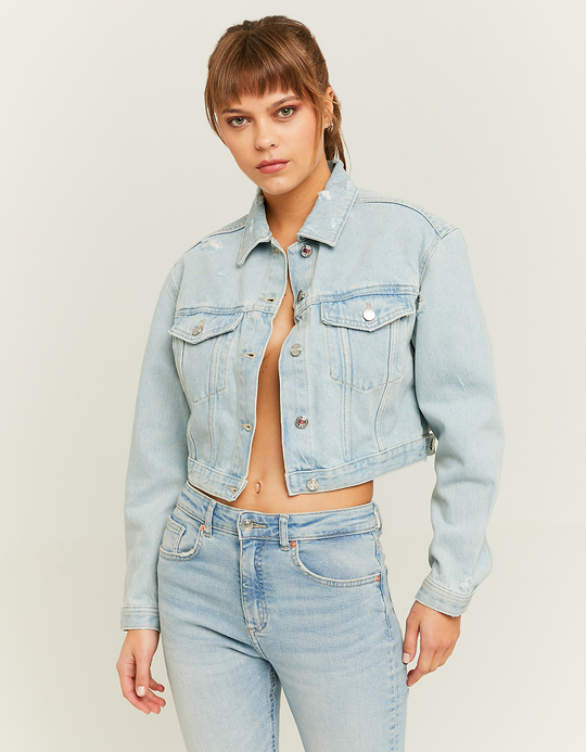 TALLY WEiJL, Blue Cropped Denim Jacket for Women
