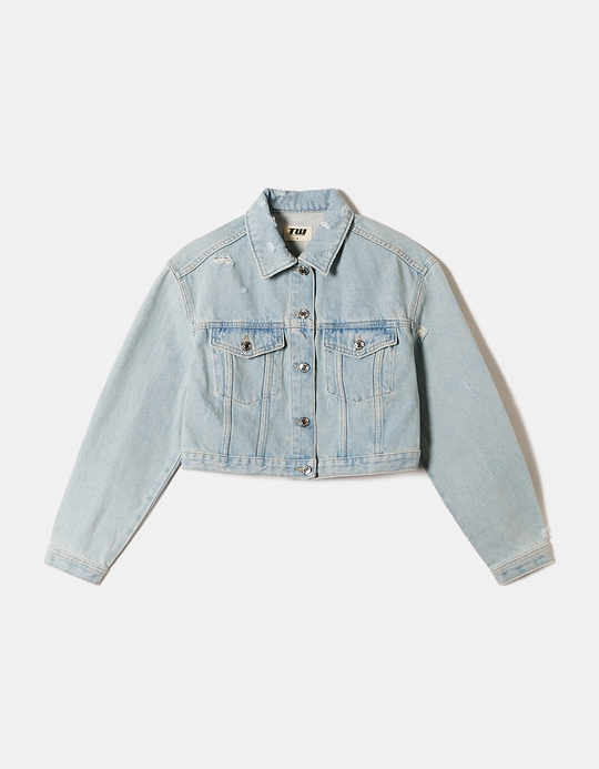 TALLY WEiJL, Blue Cropped Denim Jacket for Women
