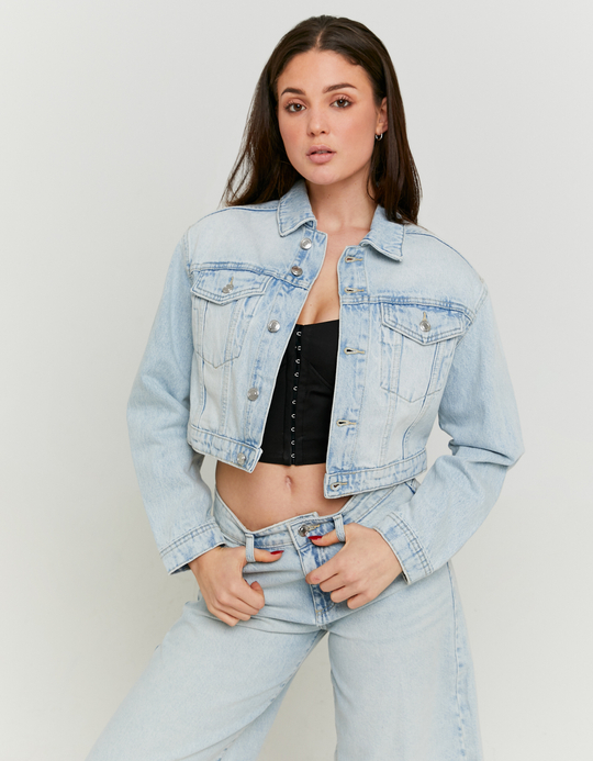 TALLY WEiJL, Blue Cropped Denim Jacket for Women