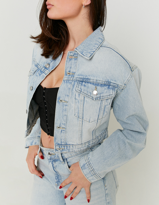 TALLY WEiJL, Blue Cropped Denim Jacket for Women