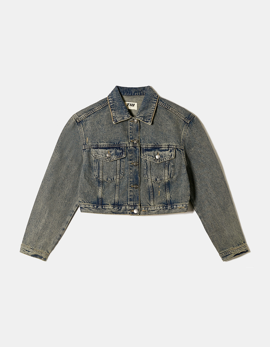 TALLY WEiJL, Blaue Cropped Denim Jacke for Women