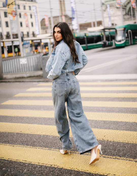 TALLY WEiJL, Giacca di Jeans Corta con Strass Squadrati for Women