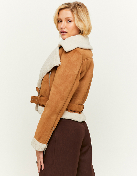 TALLY WEiJL, Braune Pilotenjacke mit Kunstfell for Women