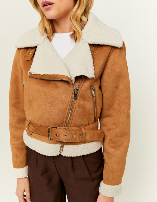 TALLY WEiJL, Braune Pilotenjacke mit Kunstfell for Women