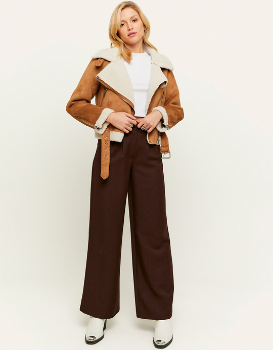 TALLY WEiJL, Braune Pilotenjacke mit Kunstfell for Women