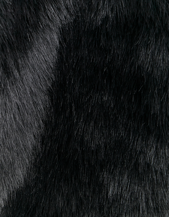 TALLY WEiJL, Black Cropped Fluffy Faux Fur Jacket for Women