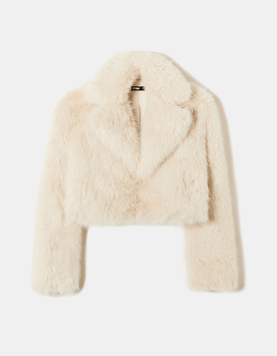 TALLY WEiJL, Veste Blanche Courte en Fausse Fourrure for Women