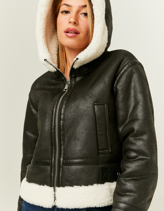TALLY WEiJL, Black Aviator Shearling Jacket for Women