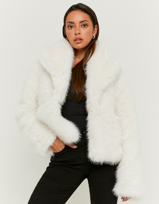 TALLY WEiJL, Beige Faux Fur Jacket for Women