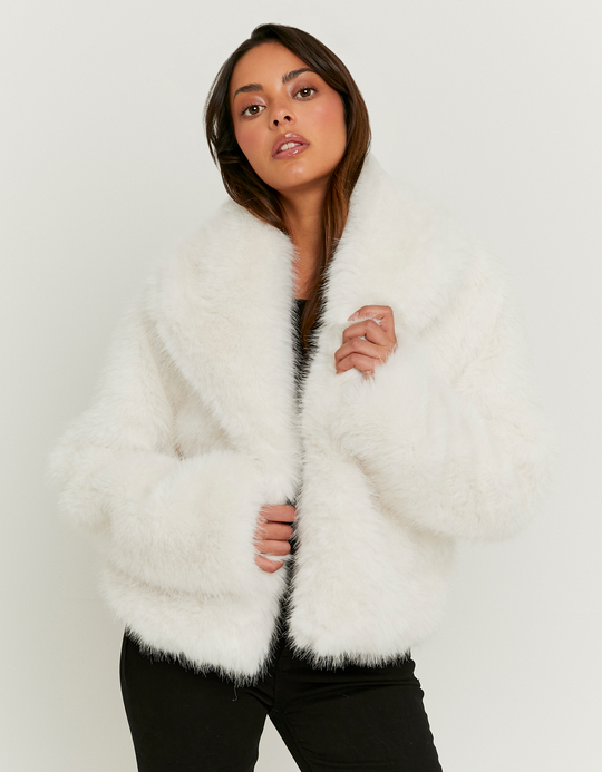TALLY WEiJL, Beige Faux Fur Jacket for Women