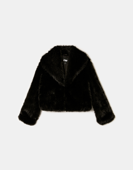 TALLY WEiJL, Veste Noire en Fausse Fourrure for Women