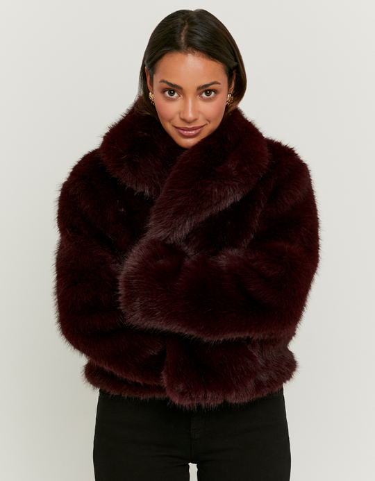 TALLY WEiJL, Giacca Borgogna in Pelliccia Sintetica for Women