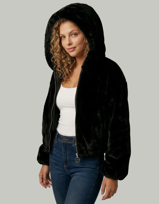 TALLY WEiJL, Black Faux Fur Jacket for Women