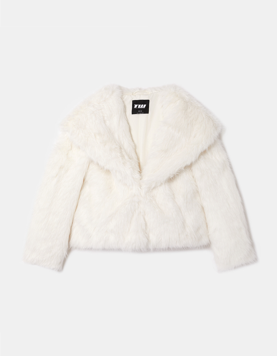 TALLY WEiJL, Beige Faux Fur Jacket for Women
