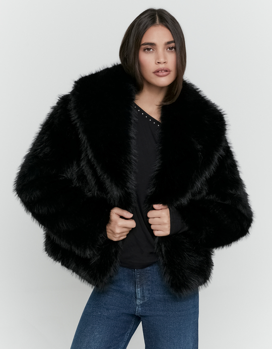 TALLY WEiJL, Schwarze Kunstfelljacke for Women