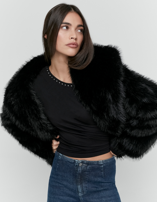 TALLY WEiJL, Schwarze Kunstfelljacke for Women