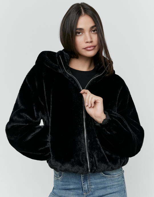 TALLY WEiJL, Giacca Nera in Pelliccia Sintetica for Women