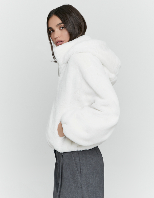TALLY WEiJL, White Faux Fur Jacket for Women