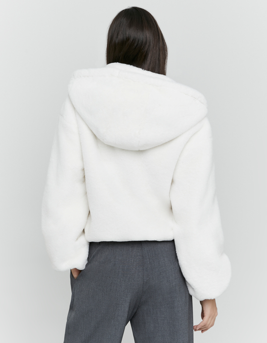 TALLY WEiJL, White Faux Fur Jacket for Women