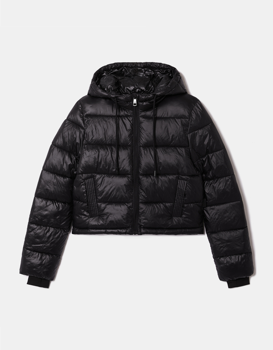 TALLY WEiJL, Piumino Nero Aderente con Cappuccio for Women