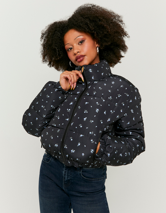 TALLY WEiJL, Piumino Nero con Stampa Micro Fiori for Women