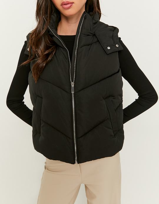 TALLY WEiJL, Veste Sans Manche à Capuche Noire for Women