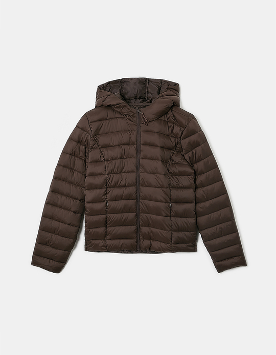 TALLY WEiJL, Doudoune Légère à Capuche Brune for Women