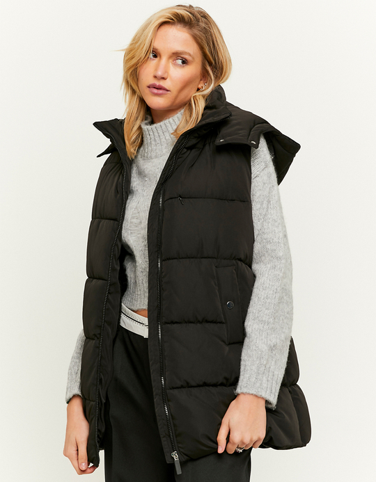 TALLY WEiJL, Black Hooded Long Puffer Jacket for Women