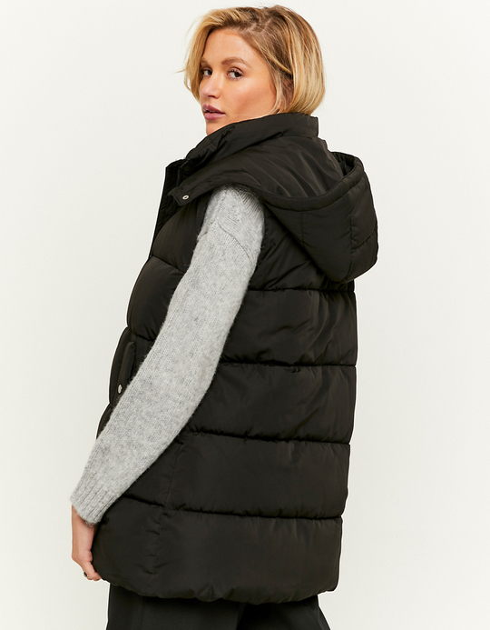 TALLY WEiJL, Black Hooded Long Puffer Jacket for Women