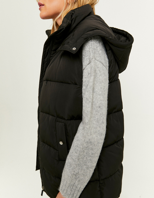 TALLY WEiJL, Schwarze Lange Steppjacke mit Kapuze for Women