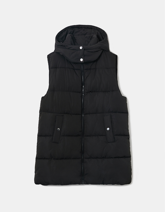 TALLY WEiJL, Schwarze Lange Steppjacke mit Kapuze for Women