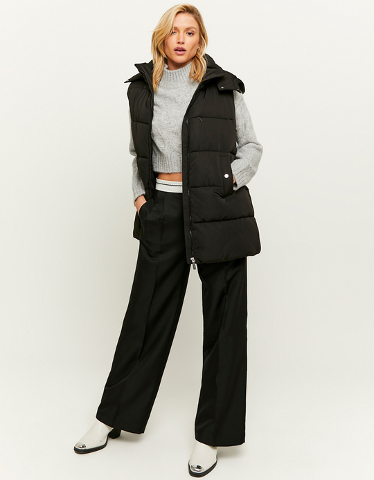 TALLY WEiJL, Schwarze Lange Steppjacke mit Kapuze for Women