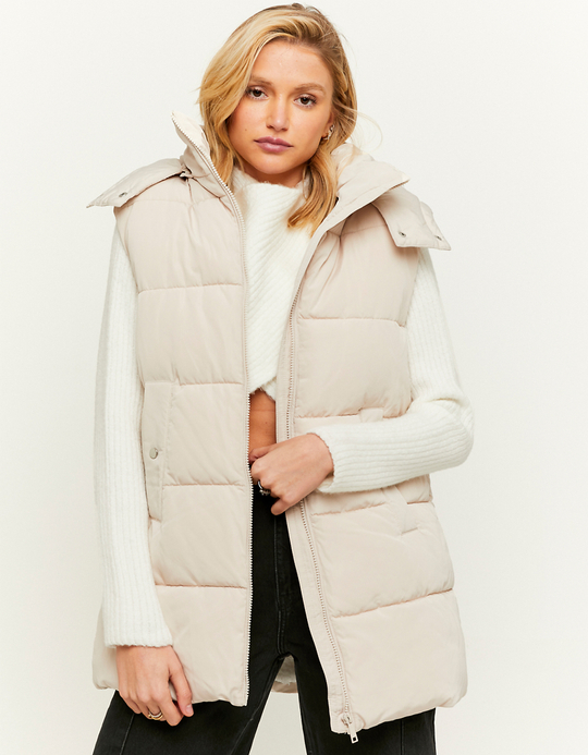 TALLY WEiJL, White Hooded Long Puffer Jacket for Women