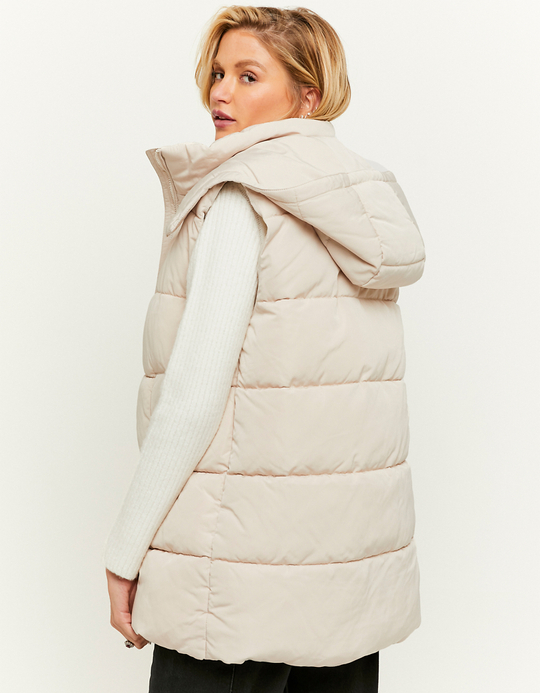 TALLY WEiJL, White Hooded Long Puffer Jacket for Women