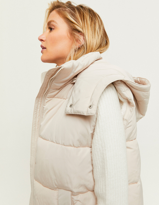 TALLY WEiJL, Weiße Lange Steppjacke mit Kapuze for Women