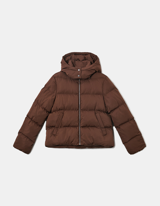 TALLY WEiJL, Giacca Imbottita Con Cappuccio Marrone for Women