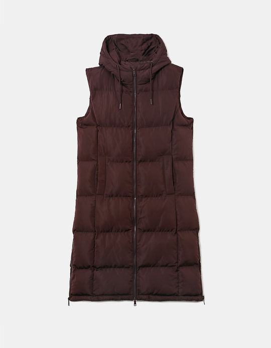 TALLY WEiJL, Braune Lange Ärmellose Steppjacke for Women