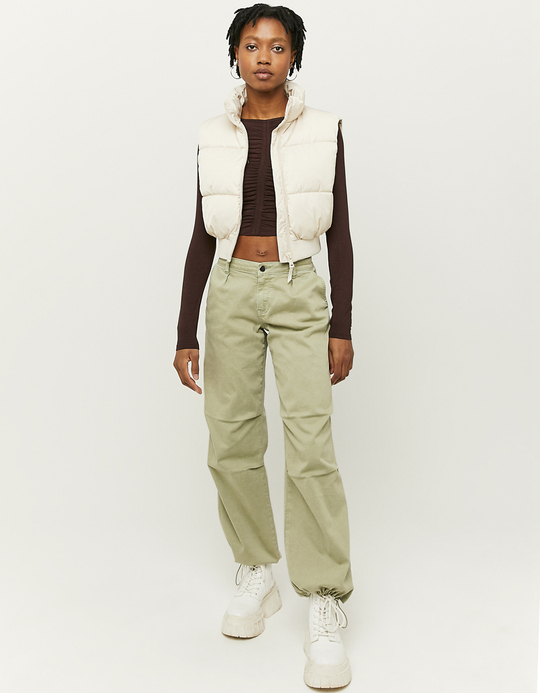 TALLY WEiJL, Beige Ärmellose Steppjacke for Women