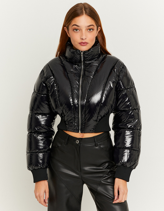 TALLY WEiJL, Doudoune Courte Noire Effet Vinyle for Women