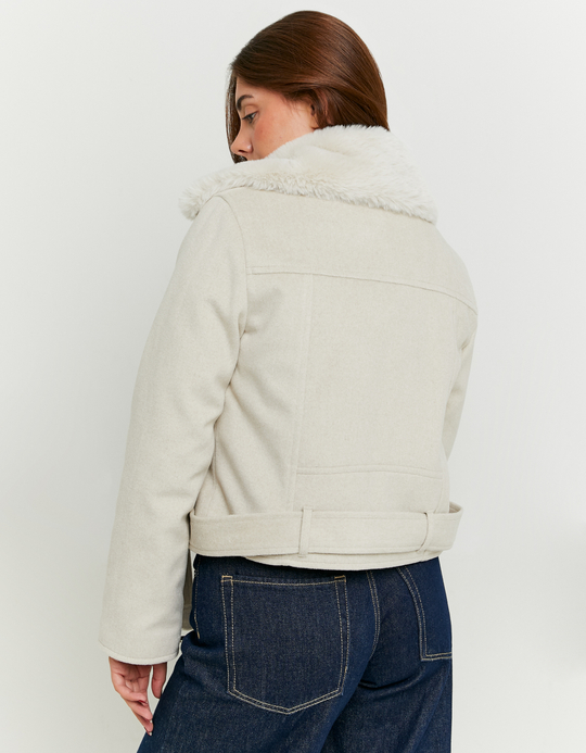 TALLY WEiJL, Suede Biker with Fake Fur Collar for Women