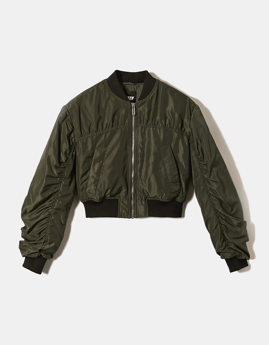 TALLY WEiJL, Green Cropped Bomber Jacket for Women
